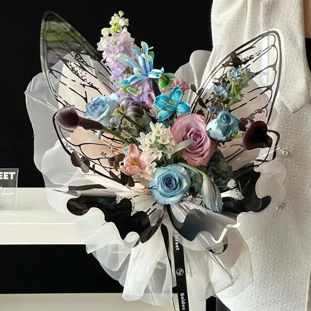 20 компл. прозрачная хрустальная бумага с дизайном бабочки упаковочная для букета