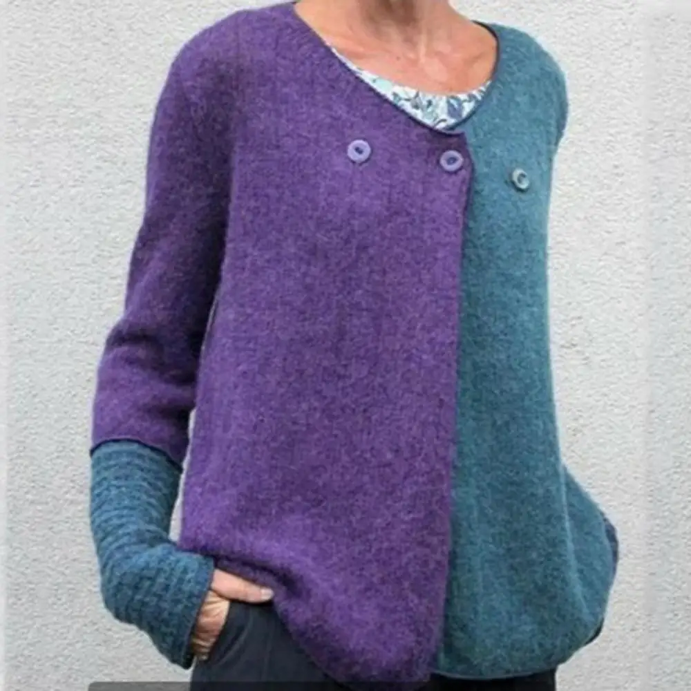

Long Sleeve Spring V Neck Thin Cardigan Patchwork Sweater Knitted Cardigans Woman Casual Loose Sweaters for Women Jersey Mujer