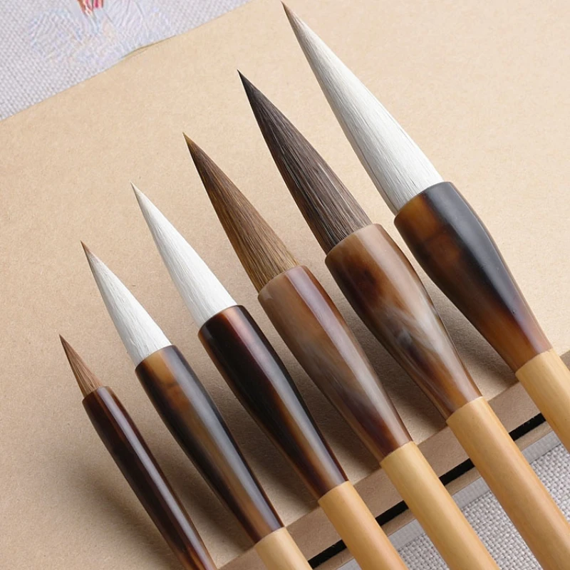 Chinese Calligraphy Brushes Set High Grade Weasel Hair Brushes Chinese Landscape Painting Brush Regular Script Writing Brush Pen