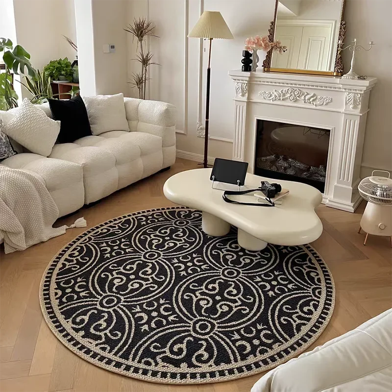

NEW Retro Circular Carpet Ring Velvet Living Room Home Bedroom Non-Slip Floor Mat