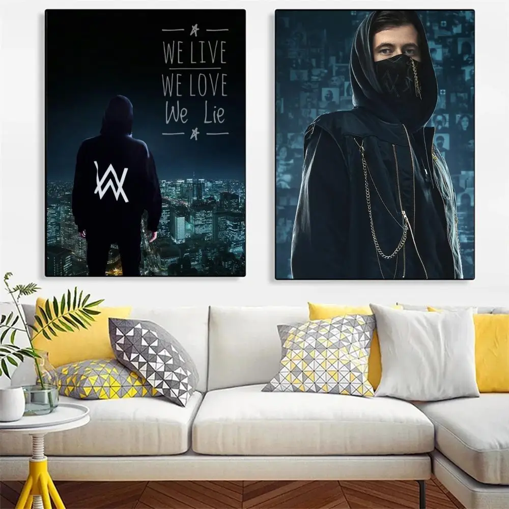 Фото Популярный плакат Singer Edm Rave Dj Alan Walker Durable HD ПВХ настенное искусство - водонепроницаемый Peel & Stick Easy Clean для домашнего бара №3