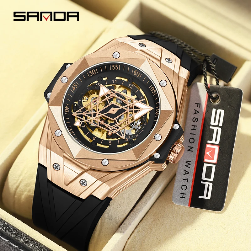 

SANDA Luxury Men's Tourbillon Automatic Mechanical Watch Fashion Hollow Skeleton Dial Waterproof Sports Wristwatch Reloj Hombre