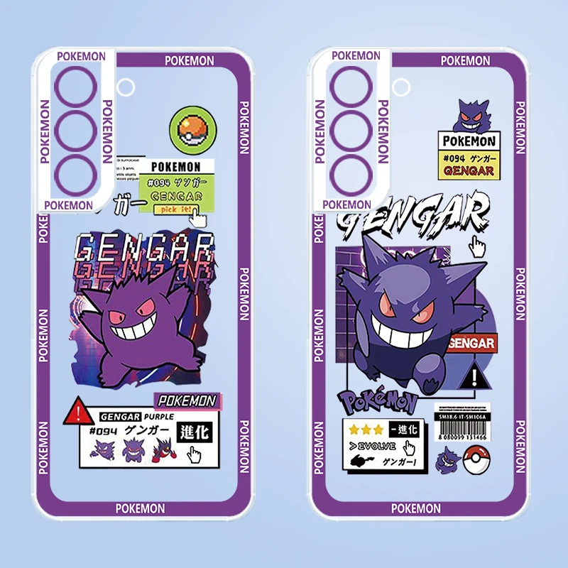 

Anime Pokemon Gengar Cartoon Transparent Phone Case For Samsung S23 S22 S21 S20 S10 Note 10 Ultra Plus FE Lite 5G Angel Eyes