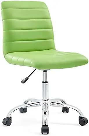 

Ярко-зеленый вращающийся компьютерный стол без подлокотников в рубчик со средней спинкой