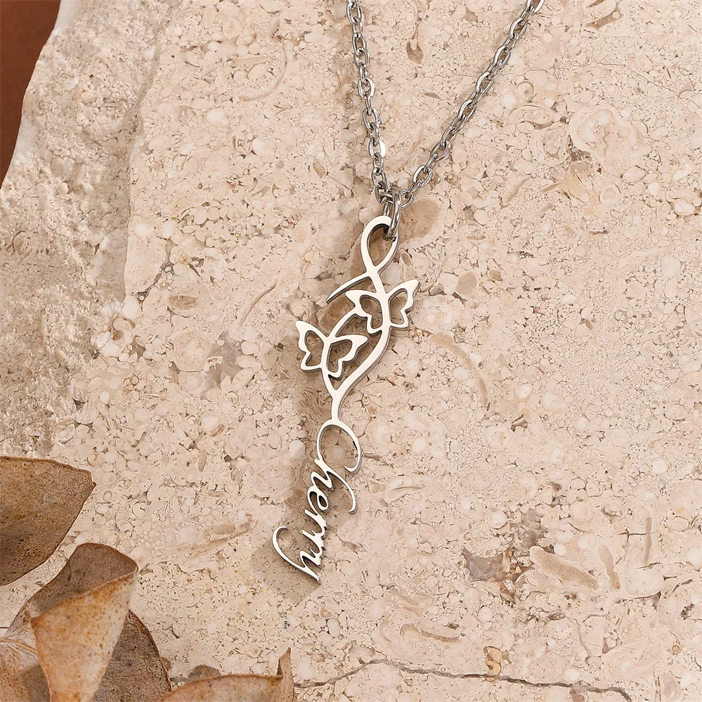 Нержавеющая сталь персонализированное ожерелье с бабочкой на заказ для женщин