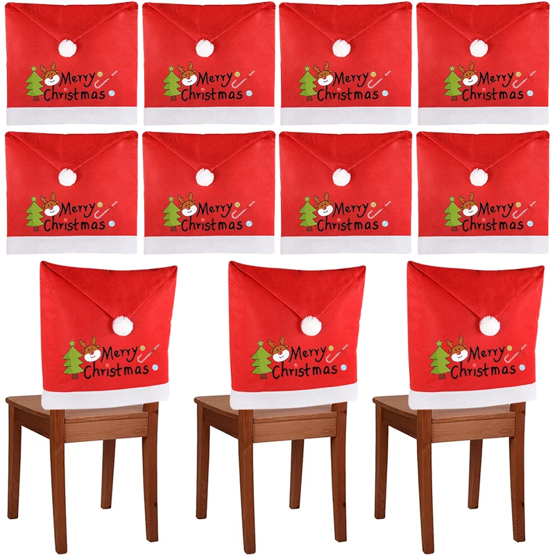 Чехлы на стулья с рождественской шапкой Санта Клауса чехол сиденье из нетканого