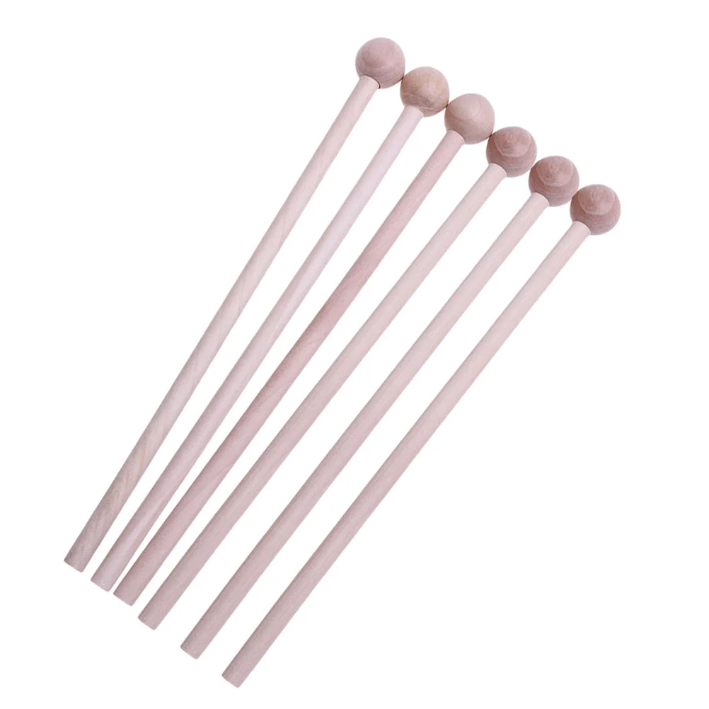 

6Pcs Wood Mallets Percussion Sticks Round for Energy Chime Xylophone Woodblock Bells