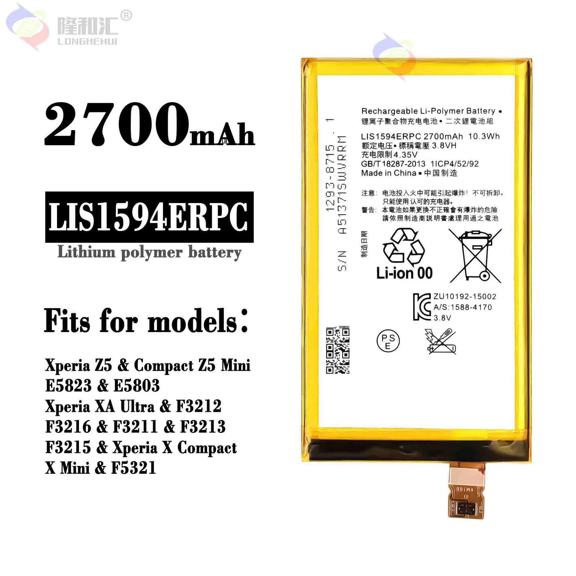 

Sony Original 2700mAh LIS1594ERPC Battery For SONY Xperia F5321 Z5C Z5 mini E5823 Z5 Compact Genuine C6 F3216 F3215 F3216Xc