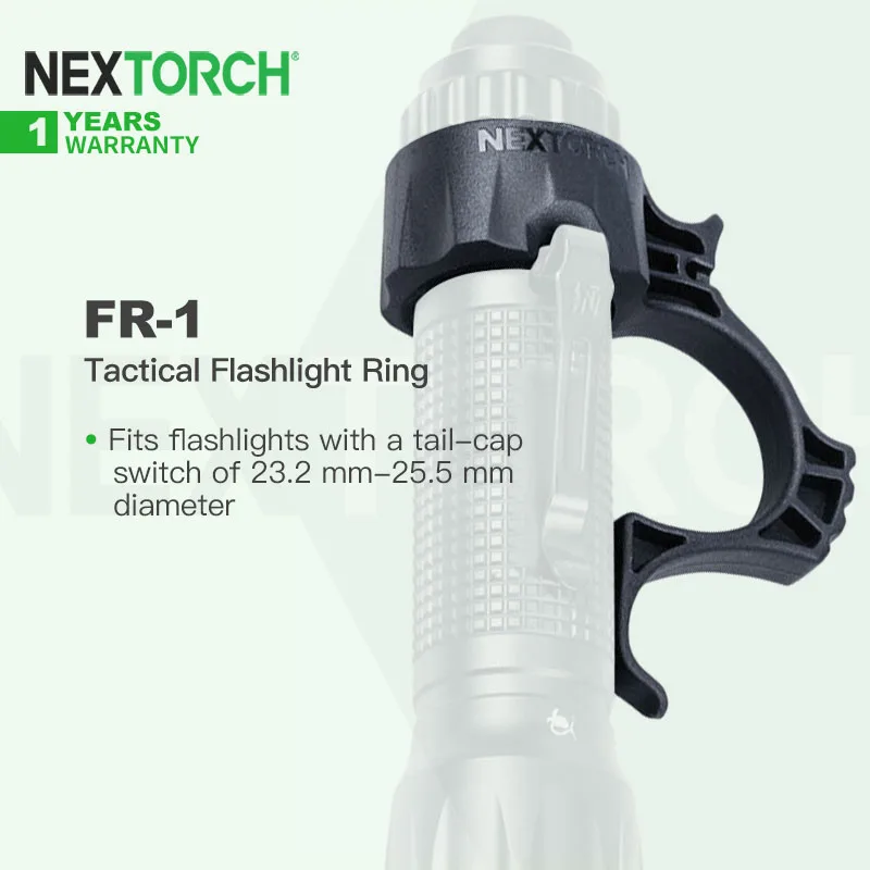 

Nextorch FR-1 Tactical Flashlight Ring, Fits Torch with Tail-cap Switch of 23.2-25.5mm Diameter for TA30/TAO1/E6,Free Your Hands