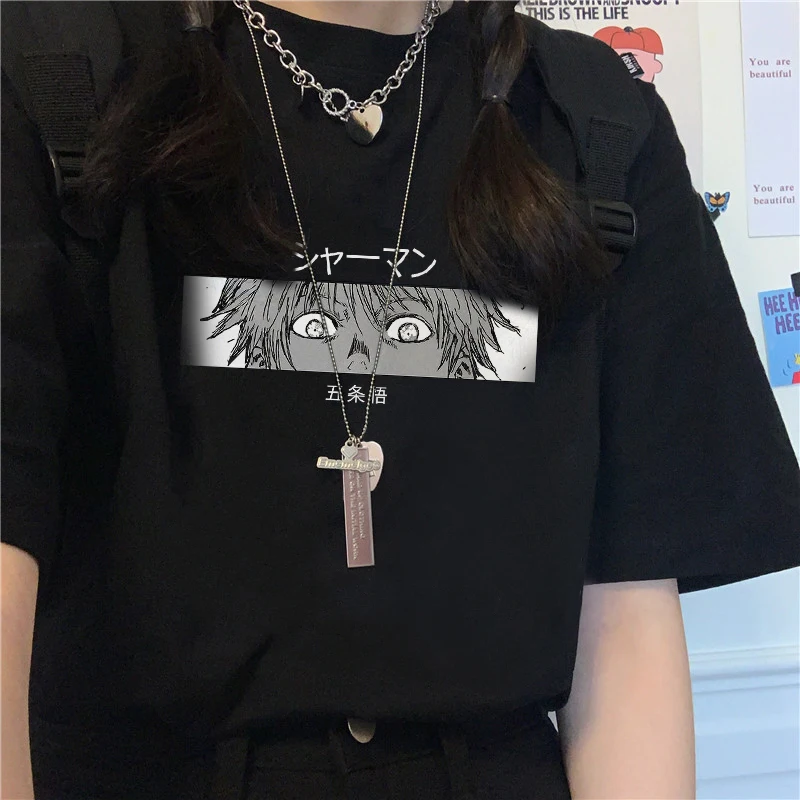 

Hot Anime Jujutsu Kaisen Women Tshirt Tops Harajuku Summer Graphic Tees Fashion Gojo Satoru Tops Cartoon Women T-shirt