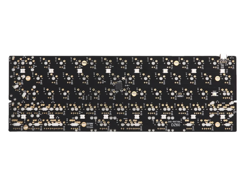 KBDFANS DZ60 PCB soldering PCB 61 64 keys mechanical keyboard PCB QMK underglow ISO layouts
