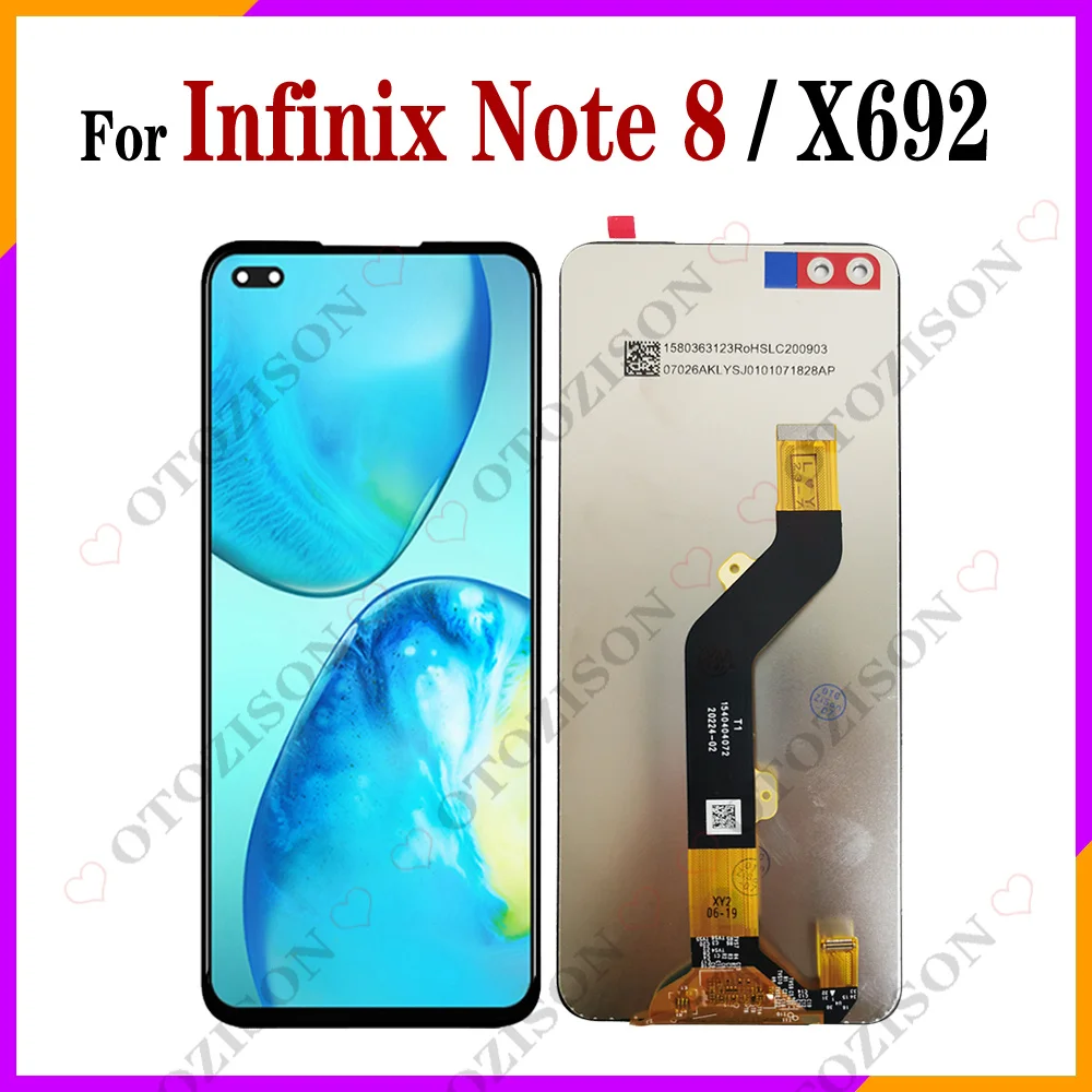 ЖК-дисплей 6,95 дюйма для Infinix Note 8 X692, сенсорный экран с рамкой и дигитайзером в сборе, запасные части для Note8 X692