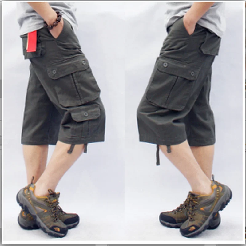 Шорты-карго мужские повседневные тактические штаны много карманов стиль