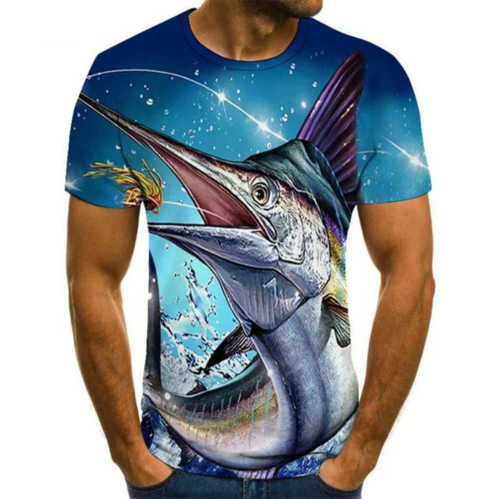 

2022 Summer New Casual T-Shirts Men's Women's 3D Fish Pattern Short Sleeve Shirts Hip Hop Youth Design Fashion T-sh
