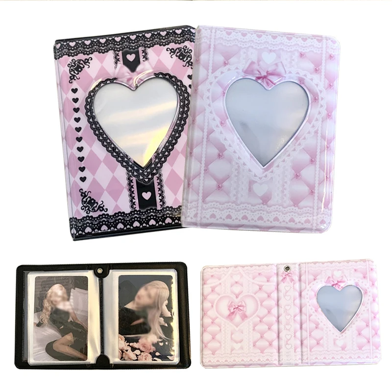 3 Inch Lace Plaid Cards Photo Album Collection Book Love Heart Storage Album Cartoon Printed Star Chasing Album Photocard Holder