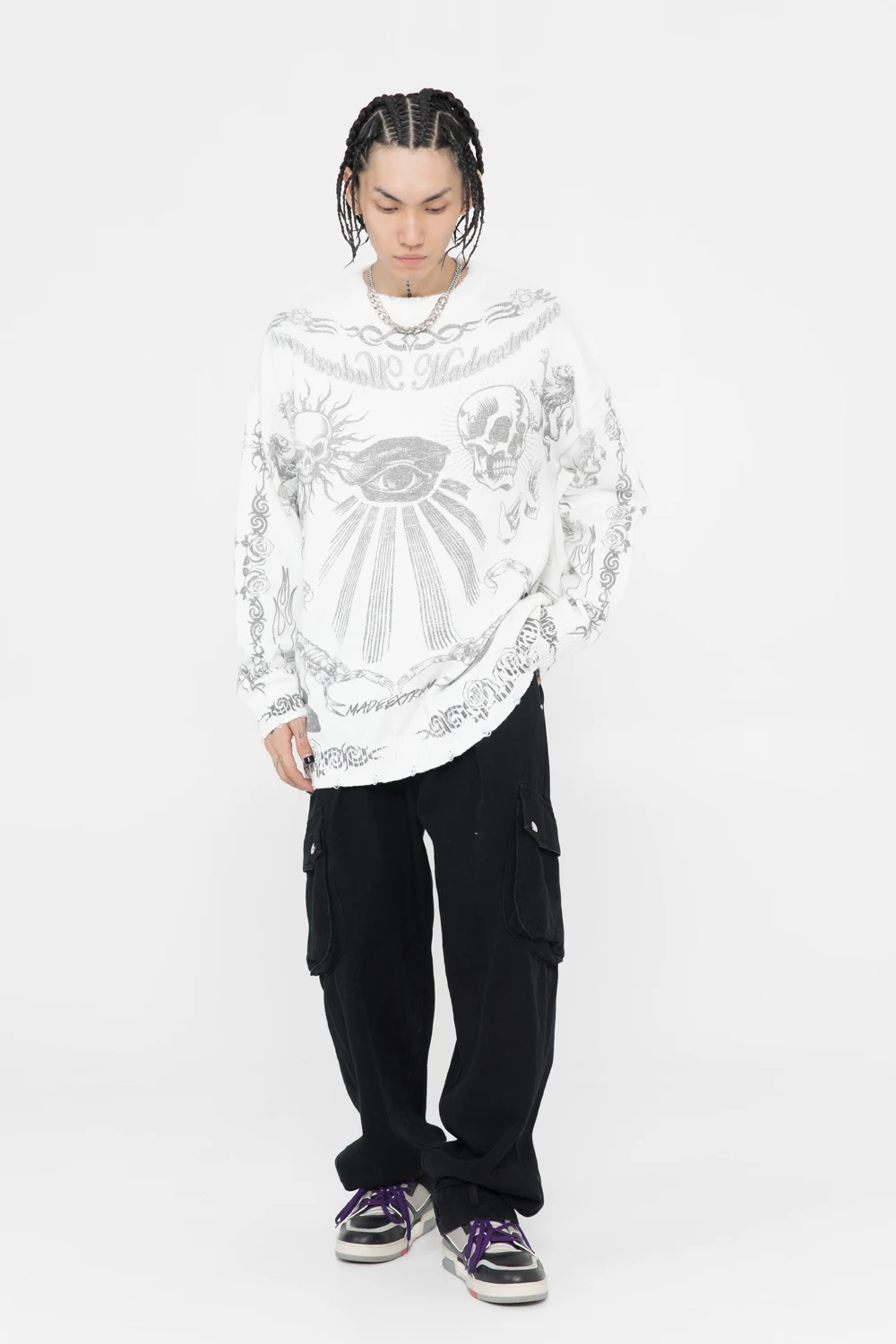 Вязаный свитер с черепом BLACKAIR модный Свободный пуловер в стиле High Street лидер