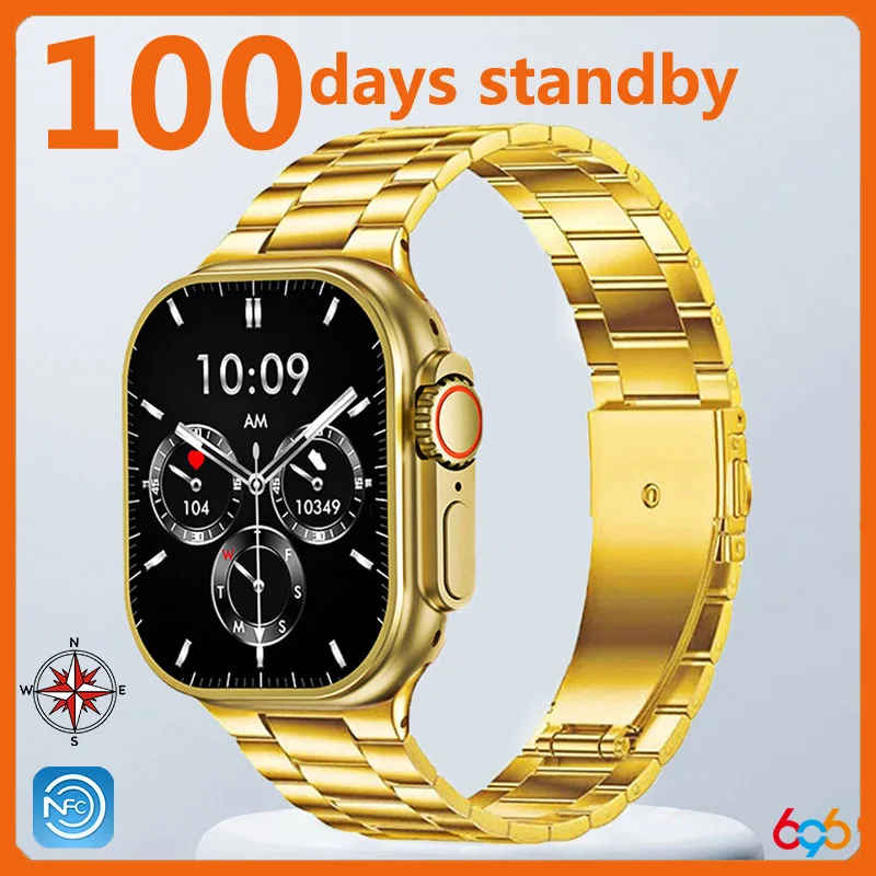

2.01" GN8 GN9 Smart Watch 100 Days Standby 700mAh NFC Smartwatch Men Women Ultra Series 8 Compass Wireless Charge Music Sports