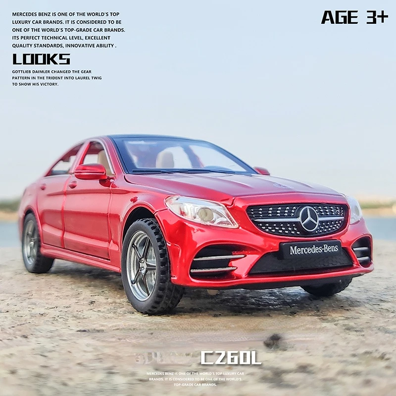 

Модель автомобиля из сплава Benzs C260L в масштабе 1:32, детская игрушечная машинка, имитация светильник и звука, литой и игрушечный автомобиль, по...