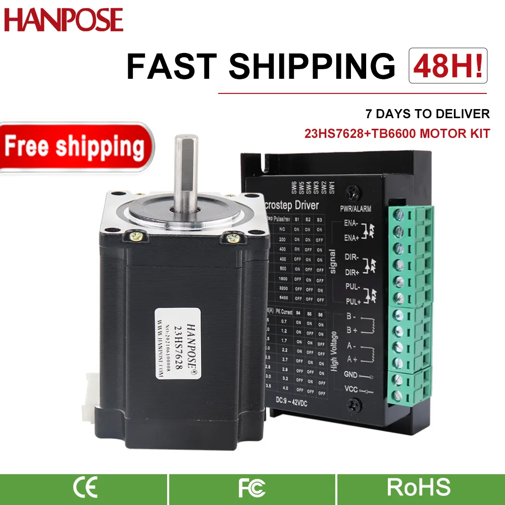 Шаговый двигатель HANPOSE NEMA23 а Н. См 57 дюймов 23HS7628 с контроллером драйвера TB6600 для