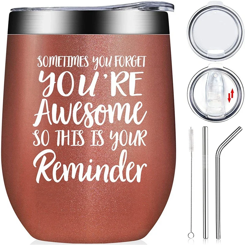 

Promotion! 12 Oz Stainless Steel Wine Tumbler Set, Retirement Gifts For Women, Best Friend Gift For Women, You're Awesome