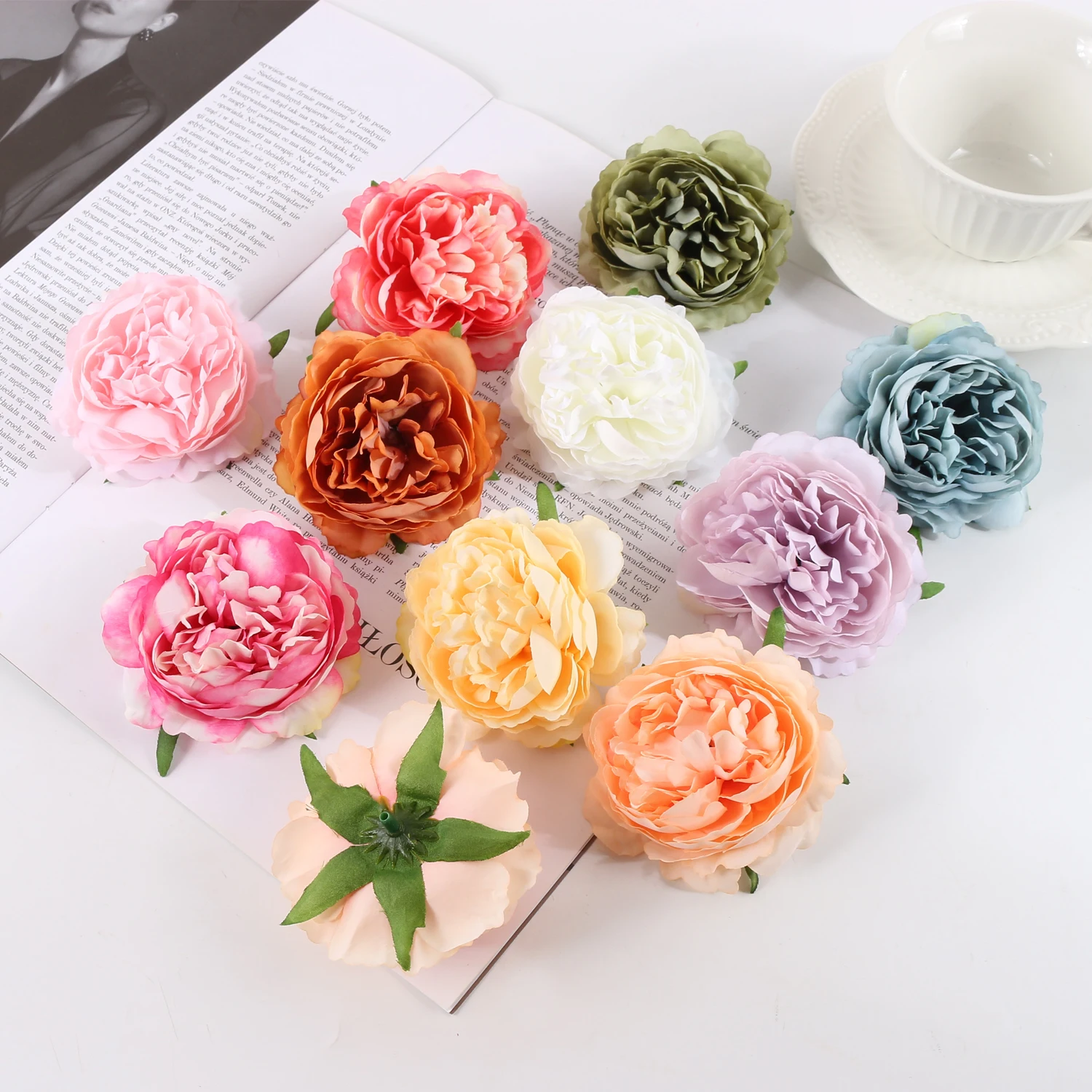 

Silk peony Artificial Flower Head Fake Flower For Home Decor Christmas Party Marriage Wedding Decoration DIY Wreath Accessories