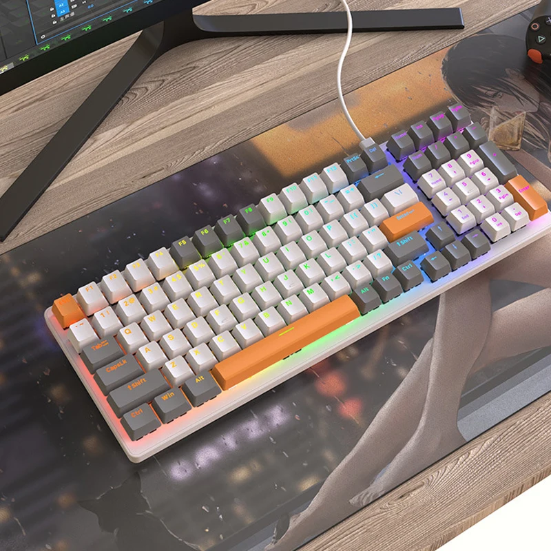 Механическая клавиатура с 100 клавишами проводная подсветкой индивидуальная для