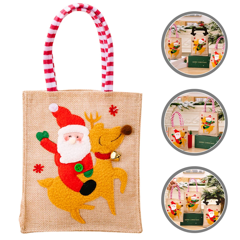 

Bags Christmas Gift Pouches Bag Tote Holiday Reusablegrocery Cloth Burlap Candy Wrapping Treat Party Favor Fabric