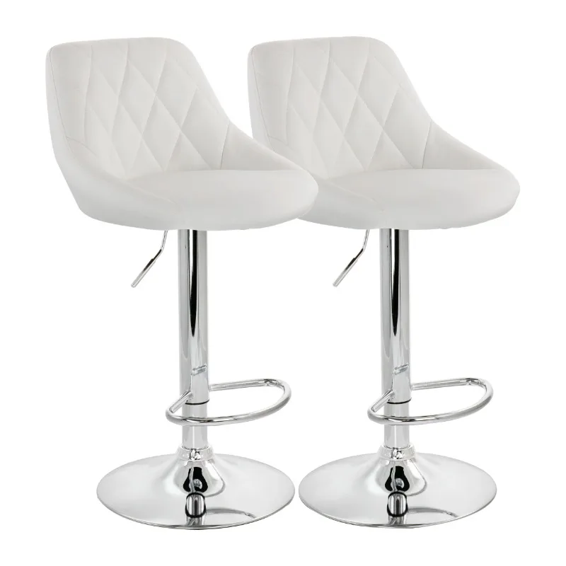 

Elama Bar Stool with Adjustable Height & Swivel, White and Chrome, Set of 2