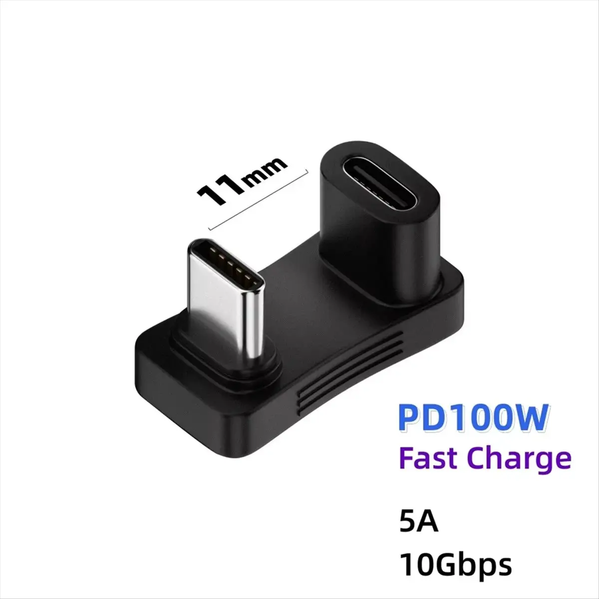Фото A40I U-образный адаптер USB 3.2 Type-C (женский-мужской) на 180 градусов, 100 Вт, OTG, быстрая передача данных 10 Гбит/с, 4K №4