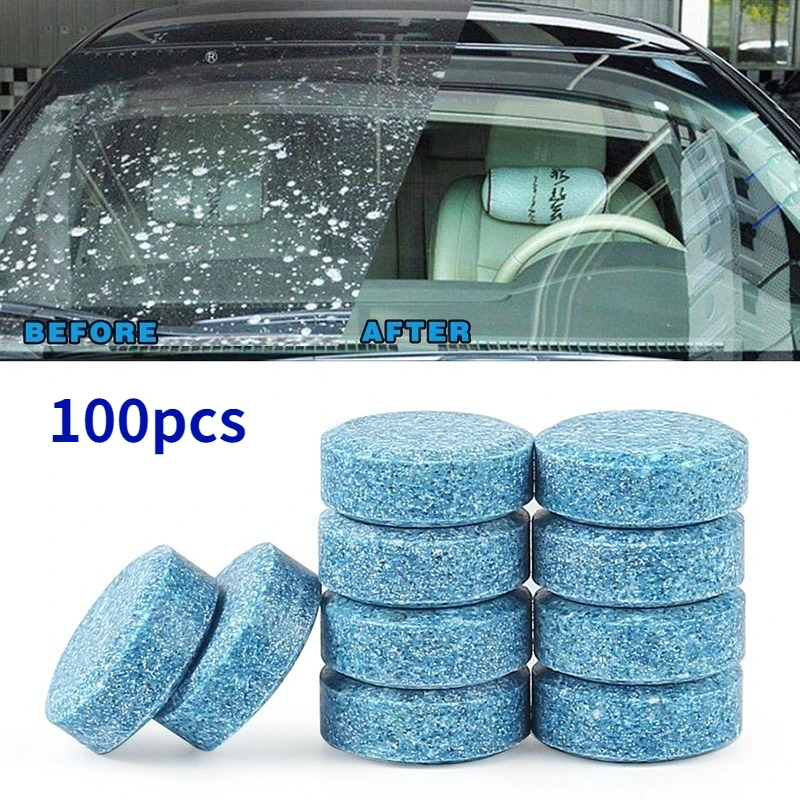 100Pcs Solid Cleaner Car Windscreen Wiper Effervescent Tablets Glass Toilet Cleaning Windshield Cleaner Car Accessories