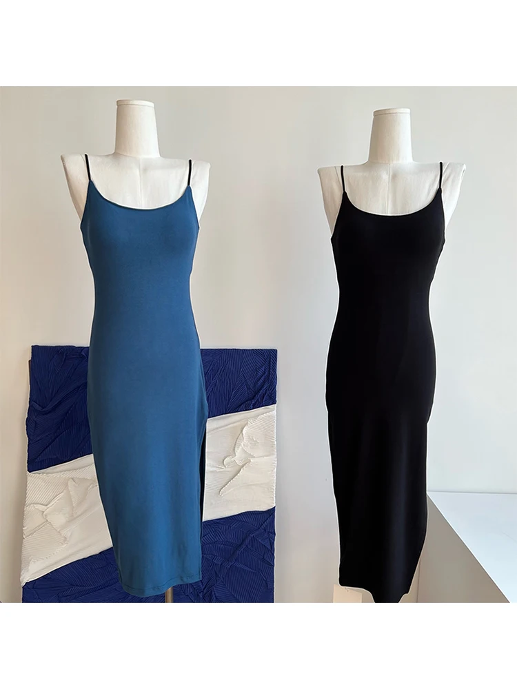 

Sleeveless Backless Slim Sexy Maxi Strap Dresses 2022 Summer Women Party Y2K Concise Sexy Slit Bodycon Elegant Ladies Clothing