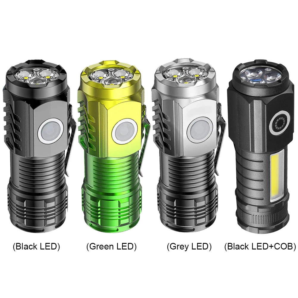 3-светодиодный водонепроницаемый фонарик типа C/микро-USB с зарядкой портативный