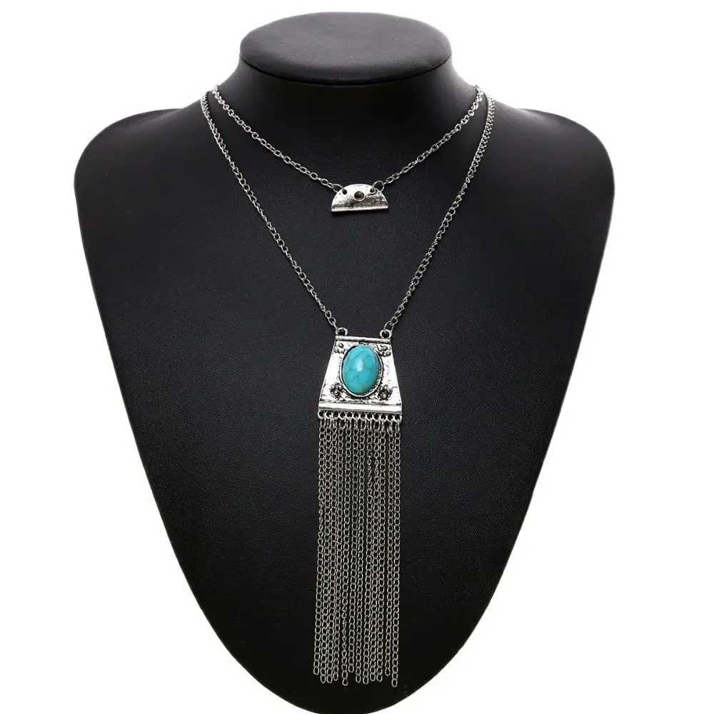 

Ретро Серебряная двойная цепь из полимерных бусин