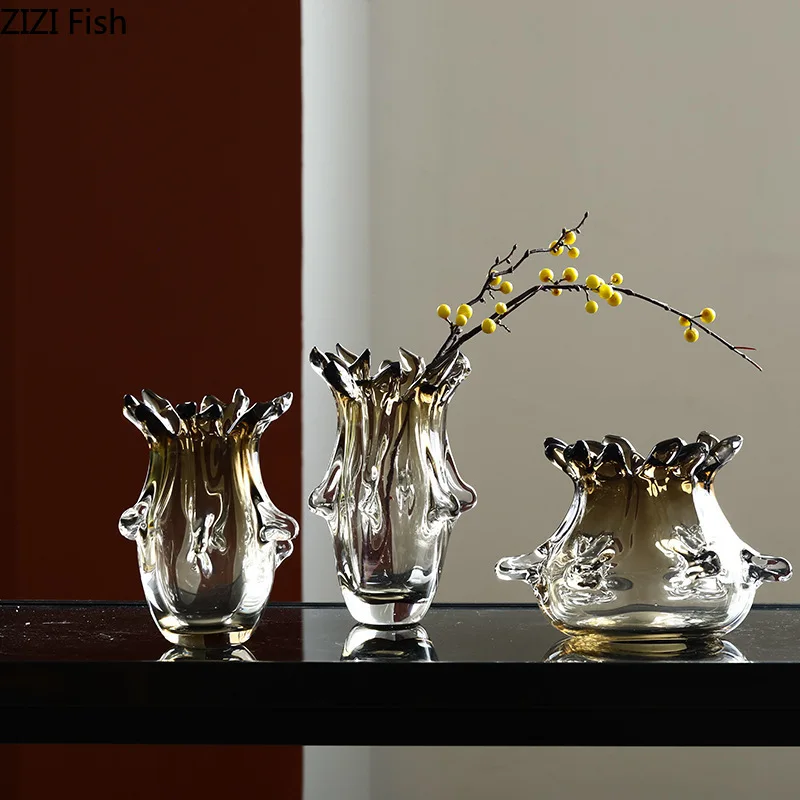 Необычная утолщенная стеклянная ваза настольные сосуды для цветов цветочная