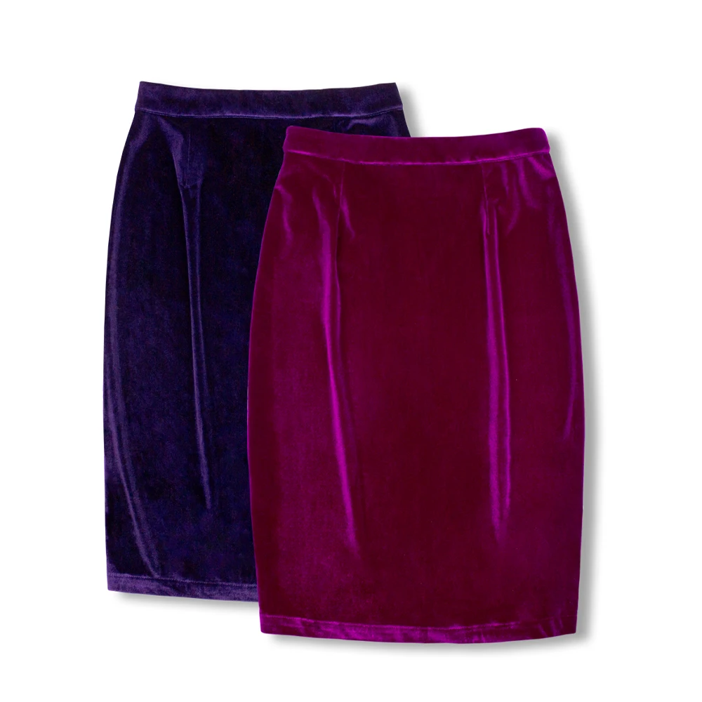 Skirts Ss0028 Women Sexy Red Black Female Club Elegant Bodycon 2022 New Shiny Velvet Skirts