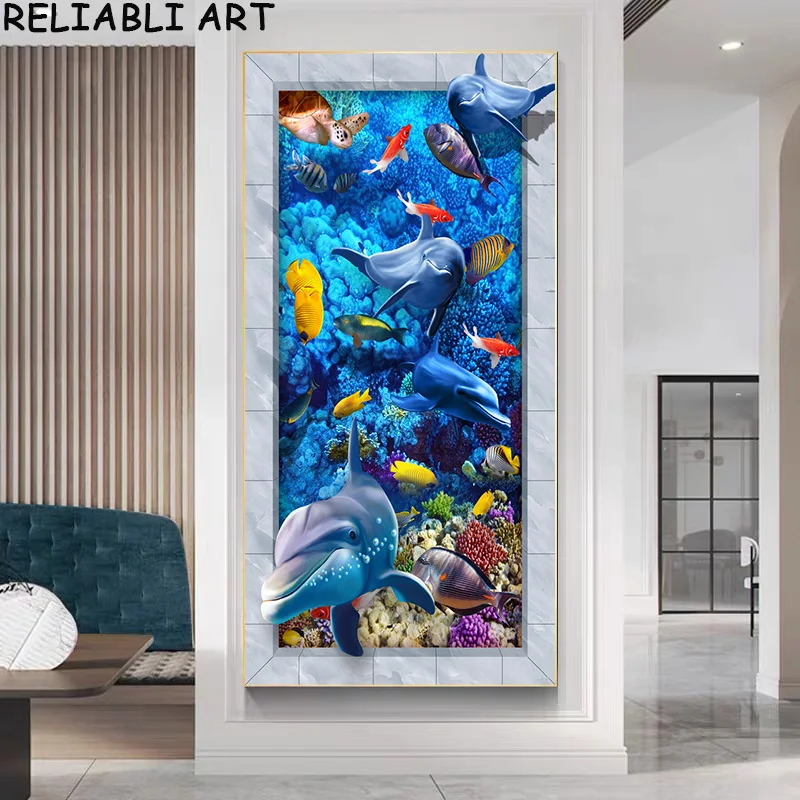 Картина на холсте с глубоководными животными