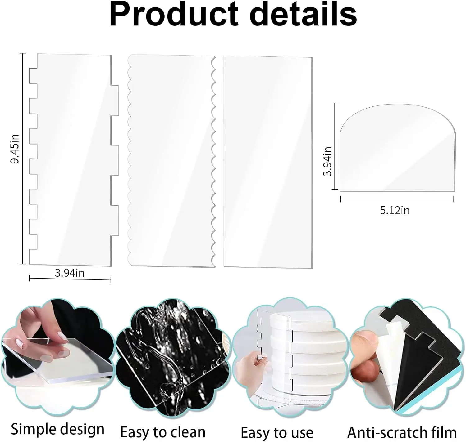 7 Шт. Большой Акриловый Скребок Для Торта Набор Глазурь Матовая Расческа
