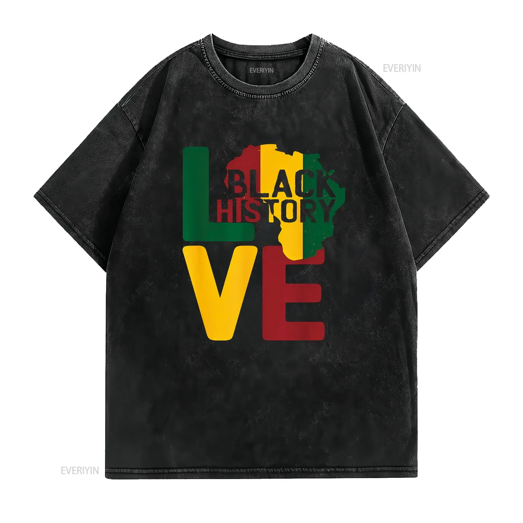 Фото Футболка с надписью Love Black History Month African Sign Pan Flag, винтажная, удобная, модная, мягкая, повседневная, слегка растянутая №2