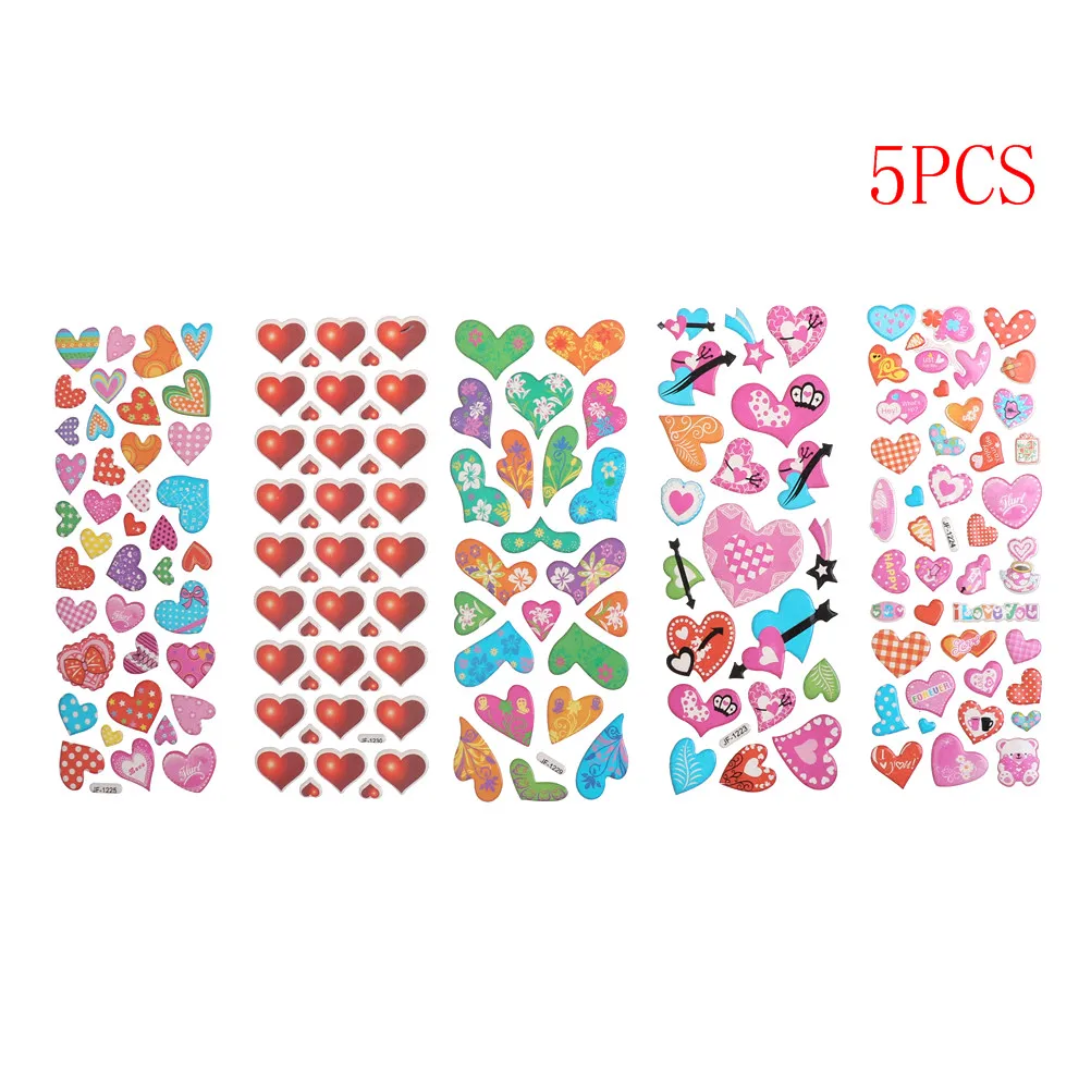 

5 Sheets/set Love Heart Marine life Animals Scrapbooking Bubble Puffy Stickers Sea Fishes stickers Kawaii Reward Kids Toys