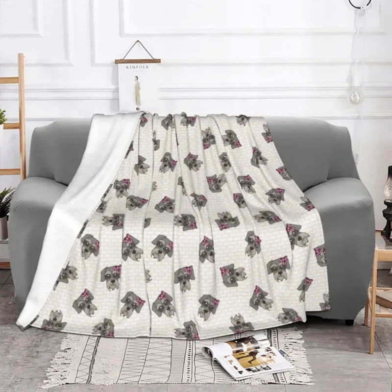 

Cute Schnauzer Dog Animal Blanket Coral Fleece Plush Print Portable Soft Throw Blankets For Home Couch Quilt