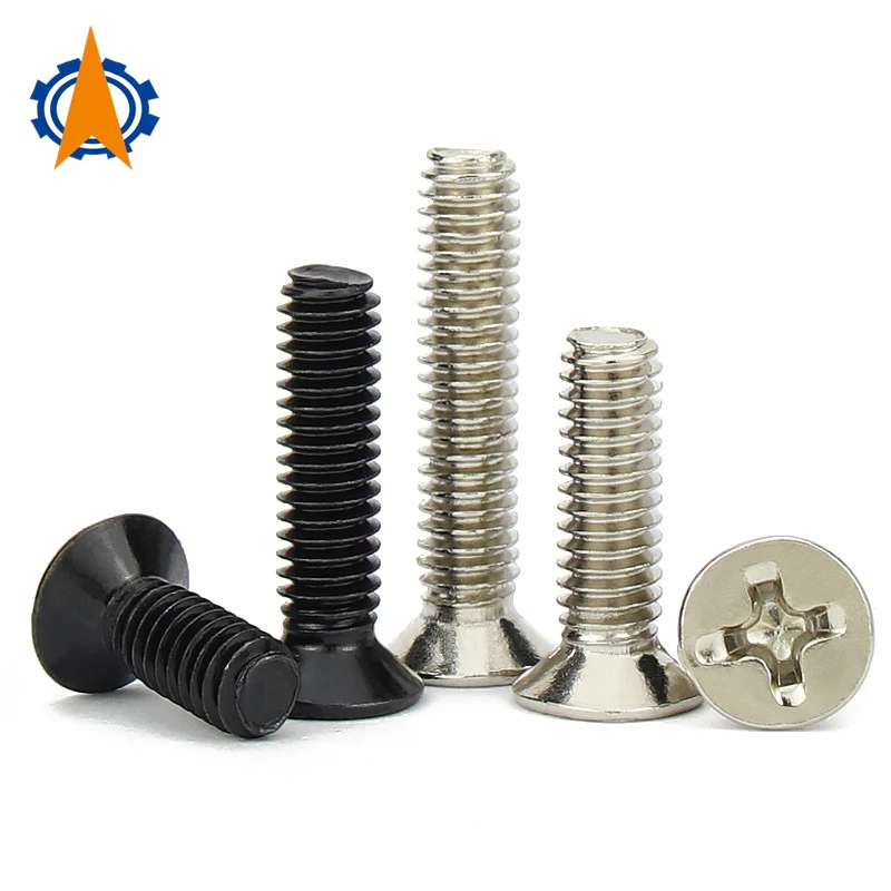 

200 шт. M1 M1.2 M1.4 M1.6 M2 M2.5 M3 M4 винт с плоской головкой Phillips SSD электронные ремонтные винты аксессуары для SONY DELL SAMSUNG IBM HP TOSHIBA потайные черные никелир...