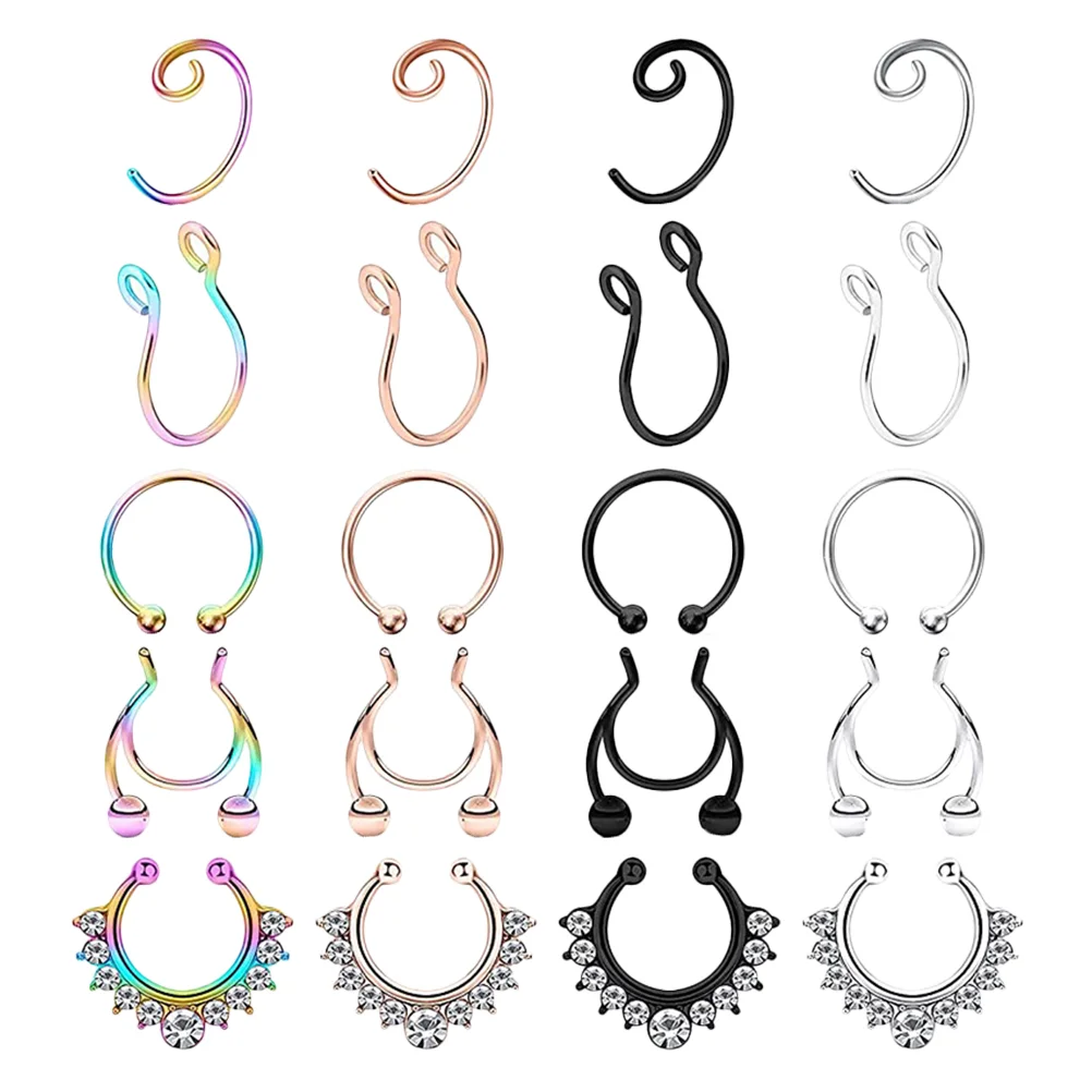 

1 Set No Nose Ring Fashion Stainless steel Nose Cuff Fake Nose Rings Nose Jewelry Nose Decoration Nose Clip