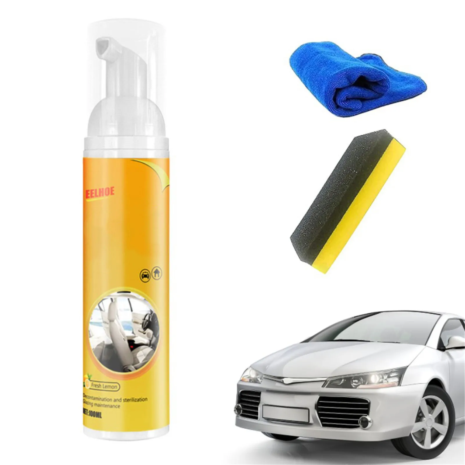 

Multipurpose Foam Spray Multi-Functional Foam Spray Powerful Stain Removal Kit With Sponge And Cleaning Cloth Leather Seat