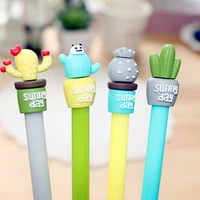 4pcs japan and south korea creative cactus shape cartoon cute gel pen black water pen signature pen gel pen student stationery