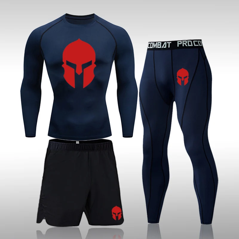 

3 Pcs/Set Compression Shirt Men Rashgard Fitness Long Sleeves Running Shirt Men Gym T Shirt Football Sportswear Sport Tight