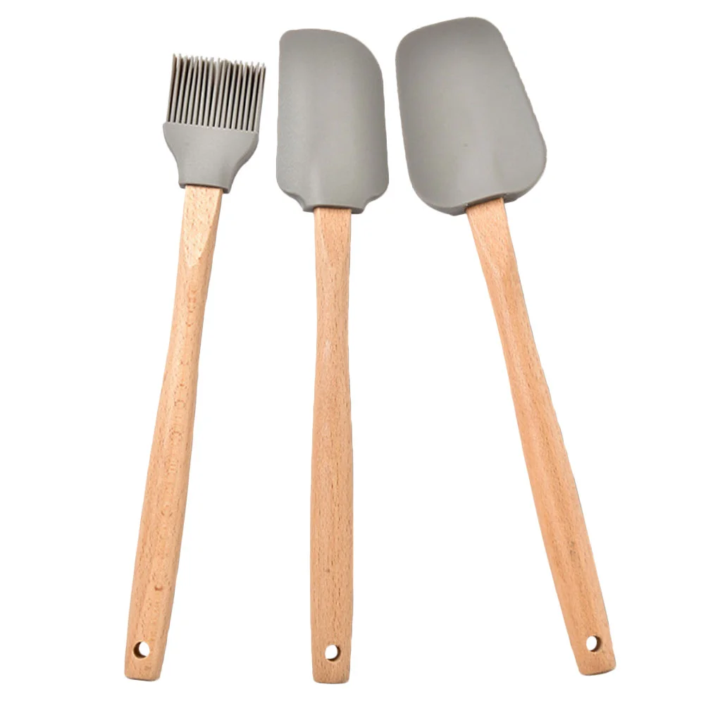 

Silicone Spatula Mini Silicone Spatula Set Barbecue Bbq Brush Wooden Kitchen Scraper Silicone Scraper
