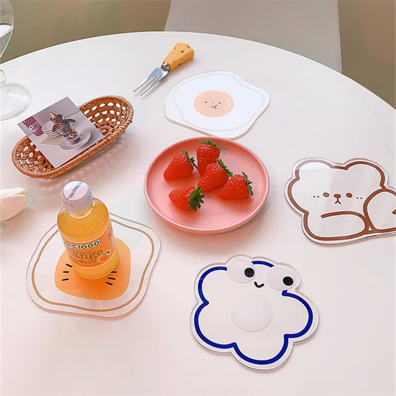 

Acrylic Coasters Drink Home Counters Flower Korean Creative Kitchen Dining Living Room Coffee Table Placemat for Home Decor