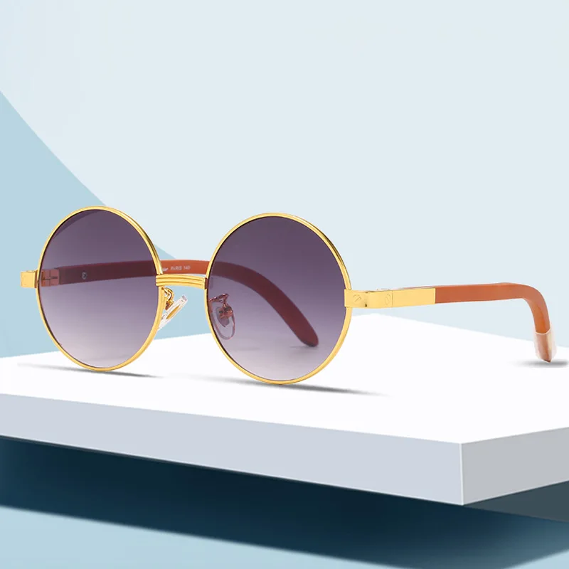 

New Carter Round Frame Luxury Brand Women Sunglasses Fashion Log Spring Leg Men's Designer Sunglasses Trend Wild Metal Glasses