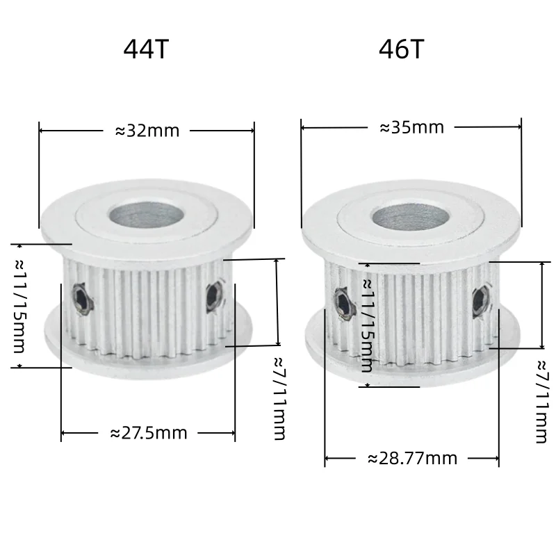 Фото Зубчатый шкив GT2 с 38/40/42/44/45/46/50/52/55 зубьями, диаметр отверстия 5/6/6.35/7/8/10/12/14/15/16/17 мм, ширина ремня 6/10 мм, синхронный шкив-ролик №4