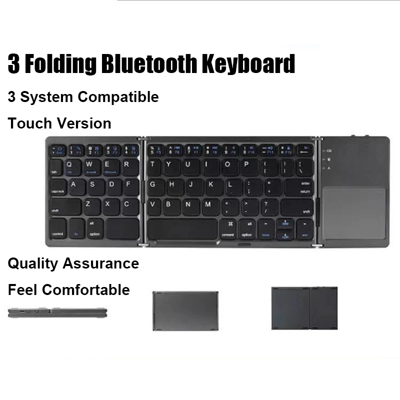 wireless folding keyboard bluetooth keyboard with touchpad for windows android iosphonemulti function button mini keyboard free global shipping